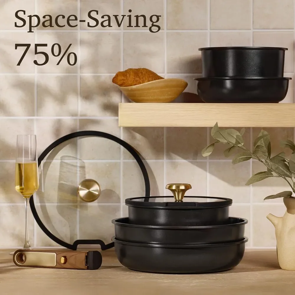 CAROTE 15 Pcs Ceramic Cookware Set, Pots and Pans Set Non Stick TODAY ONLY!!